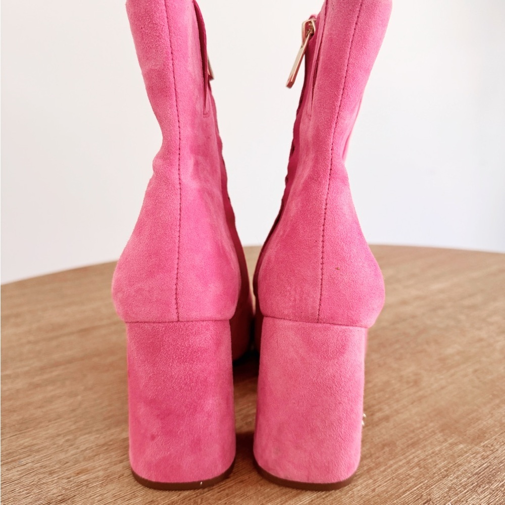Sam Edelman Women's Pink Suede Block Heel Ankle Booties size 7 - Picture 7 of 7